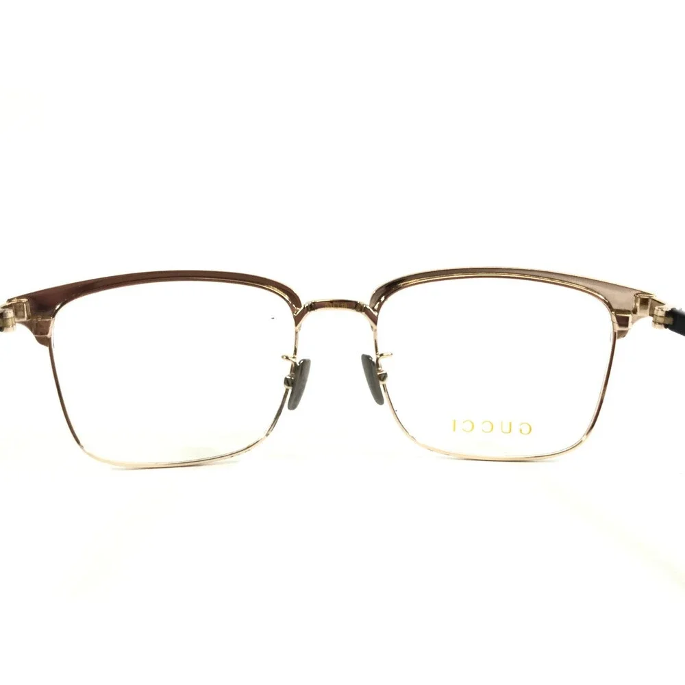 Gucci Eyeglasses Frames GG0130OZ 001 Shiny Black Gold Square Full Rim 53-18-145